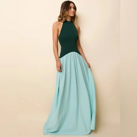 SOLID & STRIPED | Dresses | Solid Striped Halter Soglio Dress Evergreen Sky  Sizes Ordra3 | Poshmark